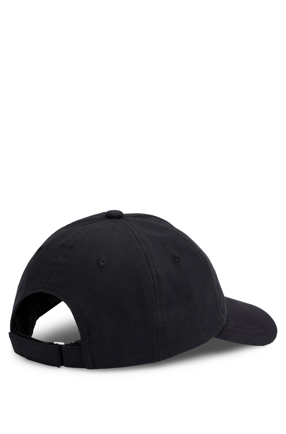 Cotton-canvas cap with logo patch, Black