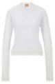 V-neck sweater in a sheer knit, White