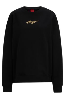 HUGO Relaxedfit sweatshirt with metalliceffect handwritten logo