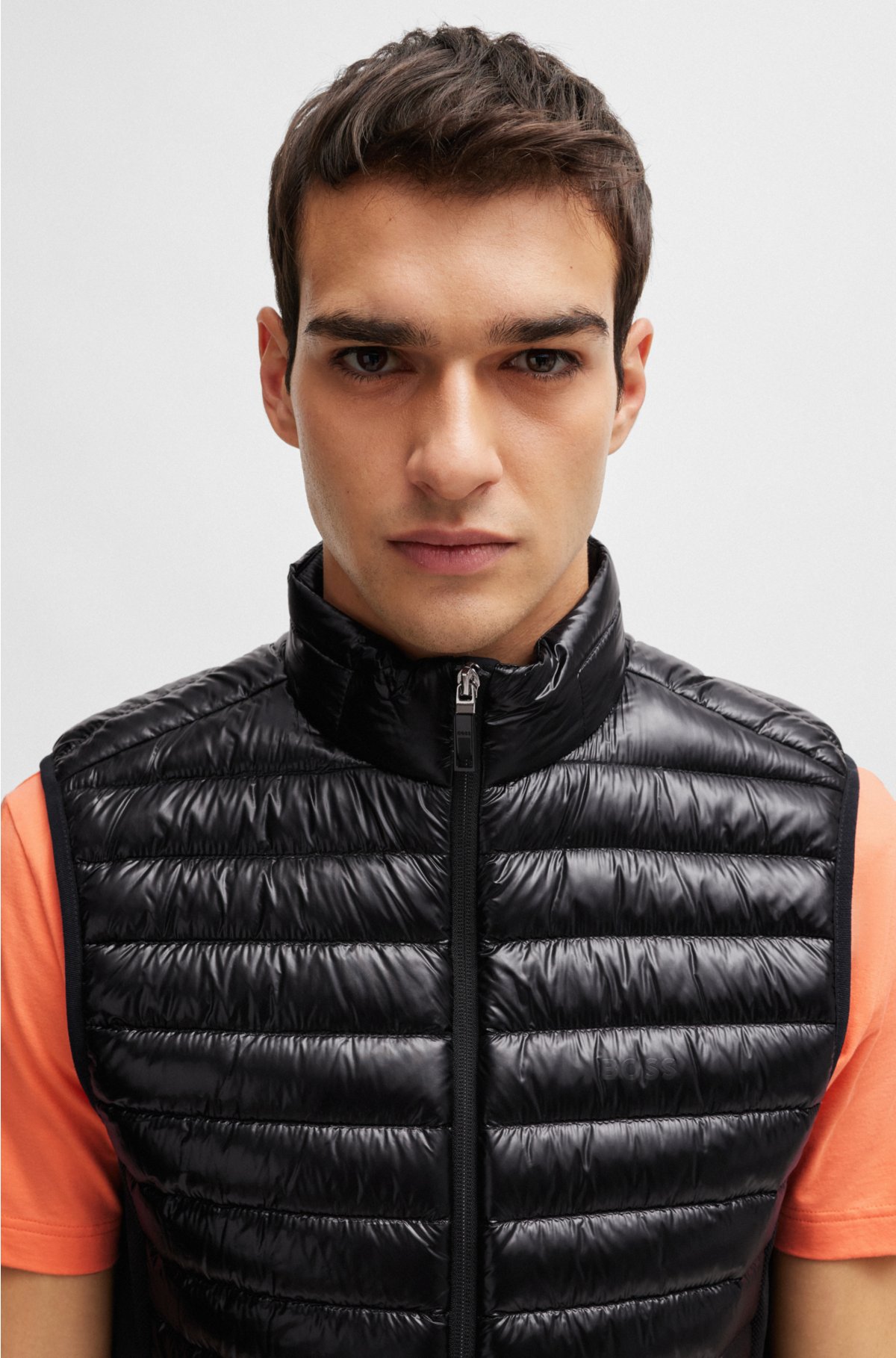 Lightweight water-repellent gilet with down filling, Black