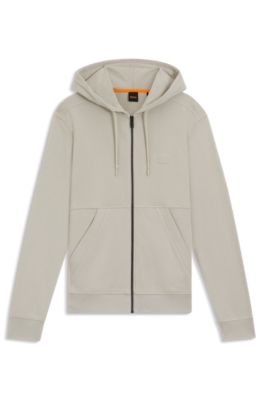 BOSS - Cotton-terry zip-up hoodie with tonal logo patch