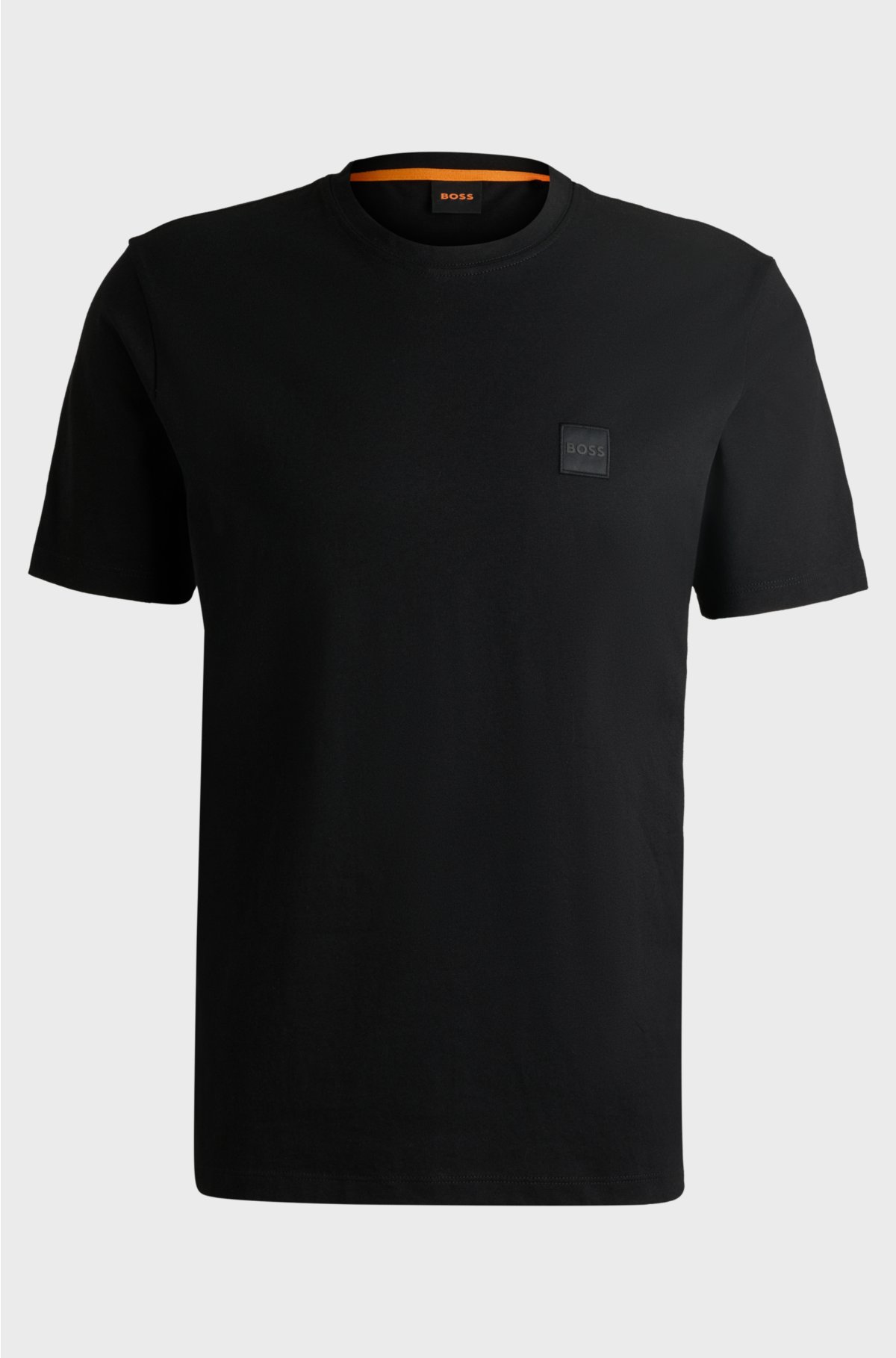 Cotton-jersey T-shirt with logo patch, Black