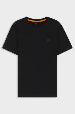 Cotton-jersey T-shirt with logo patch, Black