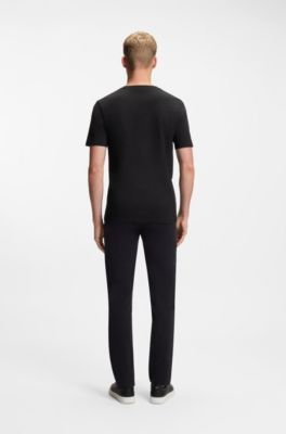 Cotton-jersey T-shirt with logo patch, Black