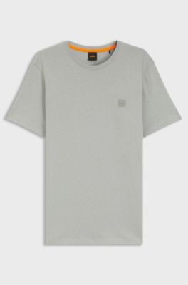 T-shirt van katoenen jersey met logopatch, Lichtgrijs