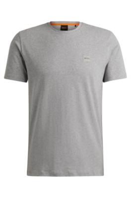 Hugo Boss Cotton-jersey T-shirt With Logo Patch In Gray