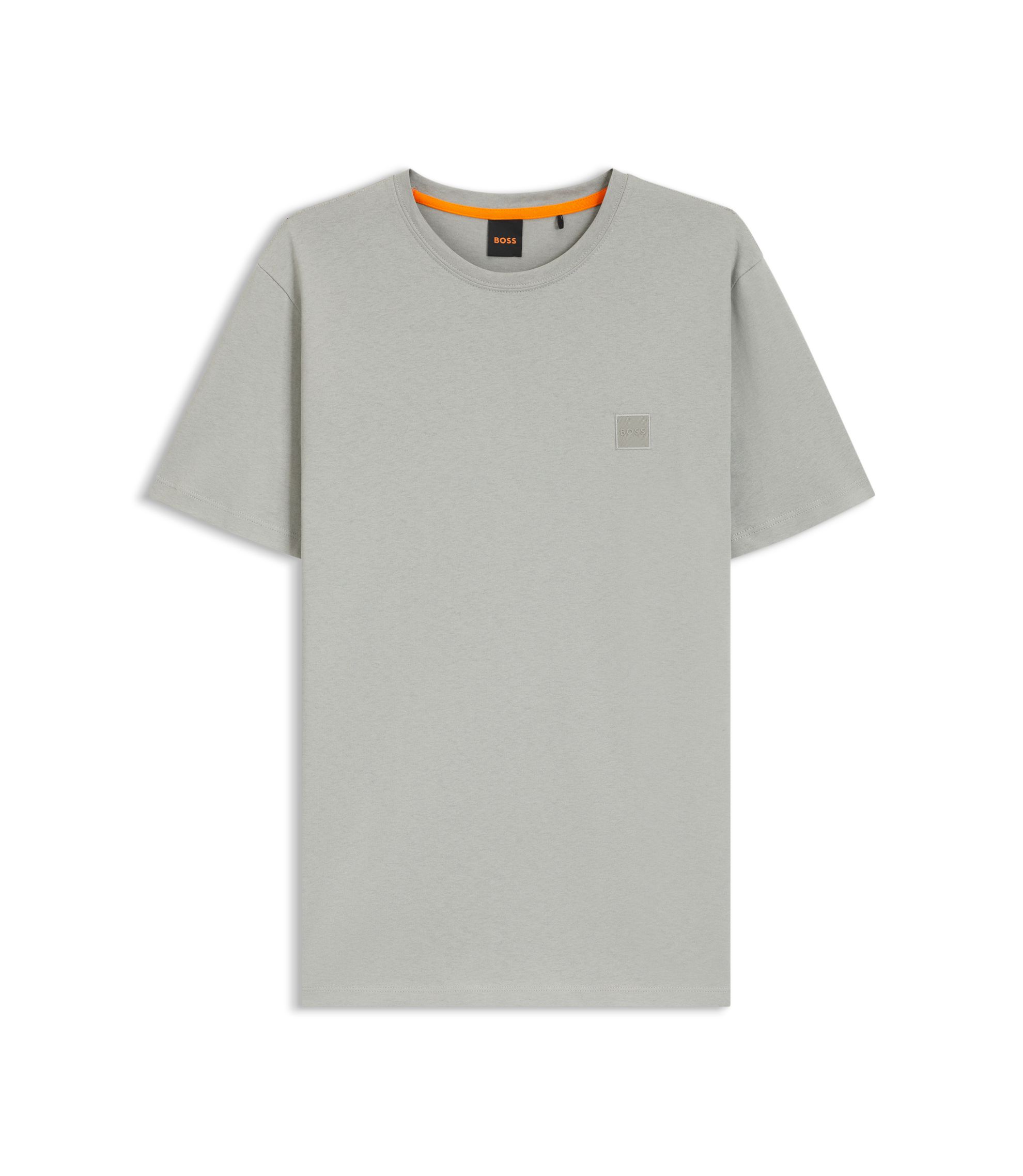 BOSS - Cotton-jersey T-shirt with logo patch - Light Grey