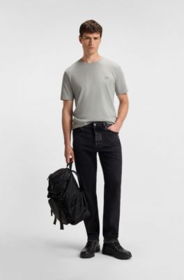 Cotton-jersey T-shirt with logo patch, Light Grey