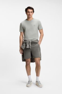 Cotton-jersey T-shirt with logo patch, Light Grey