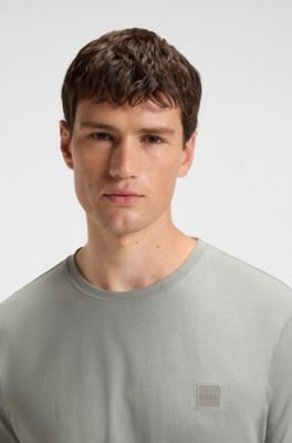 Cotton-jersey T-shirt with logo patch, Light Grey