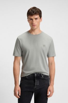 Cotton-jersey T-shirt with logo patch, Light Grey