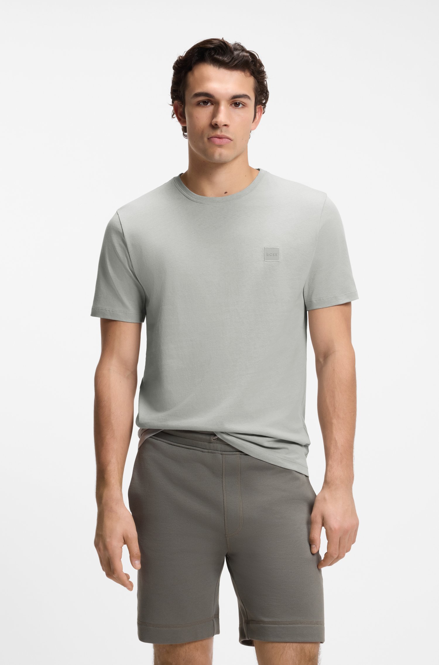Boss Cotton-jersey T-shirt with logo patch herr