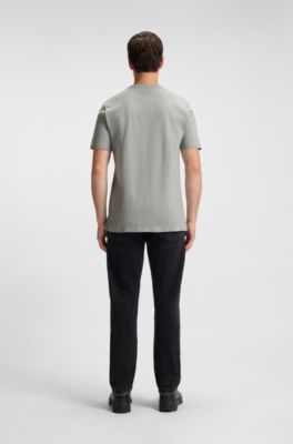 Cotton-jersey T-shirt with logo patch, Light Grey