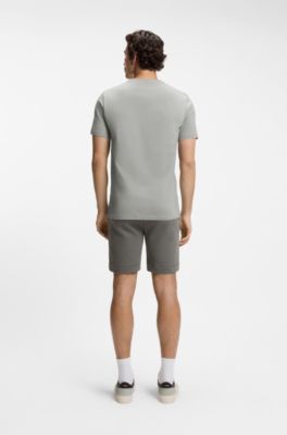 T-shirt van katoenen jersey met logopatch, Lichtgrijs