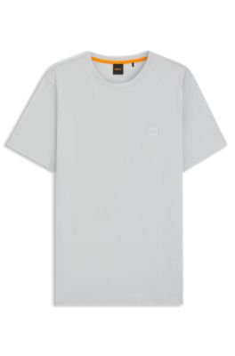 Cotton-jersey T-shirt with logo patch, Light Grey