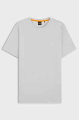 T-Shirt aus Baumwoll-Jersey mit Logo-Patch, Hellgrau