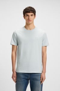 T-Shirt aus Baumwoll-Jersey mit Logo-Aufnäher, Hellgrau