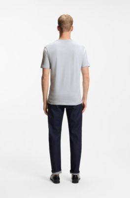 T-shirt van katoenen jersey met logopatch, Lichtgrijs