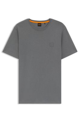 Cotton-jersey T-shirt with logo patch, Grey
