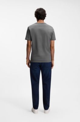 Cotton-jersey T-shirt with logo patch, Grey