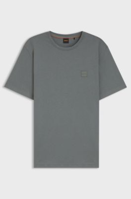 Camiseta de punto de algod&oacute;n con aplique de logo, Gris