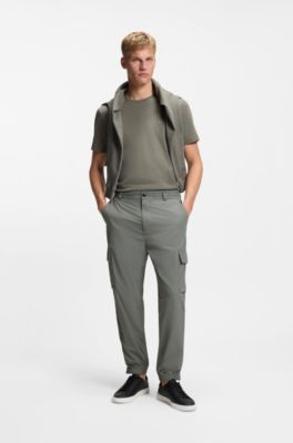 Cotton-jersey T-shirt with logo patch, Grey