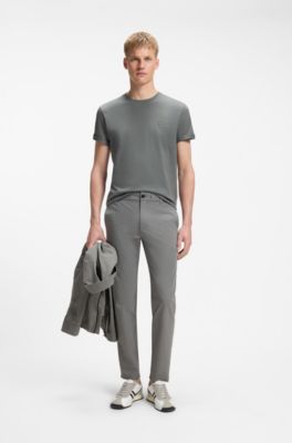 T-shirt in jersey di cotone con toppa con logo, Grigio