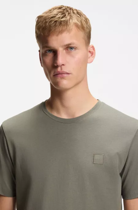 Cotton-jersey T-shirt with logo patch