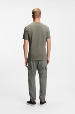 T-shirt in jersey di cotone con toppa con logo, Grigio