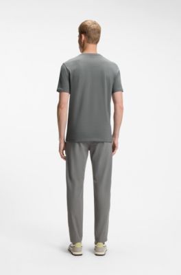 Cotton-jersey T-shirt with logo patch, Grey