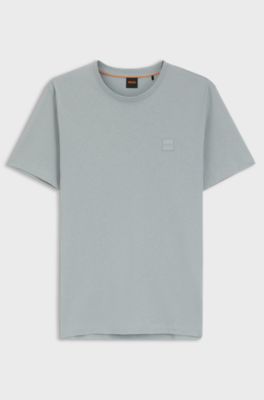 Cotton-jersey T-shirt with logo patch, Light Grey