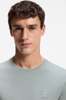 Cotton-jersey T-shirt with logo patch, Light Grey