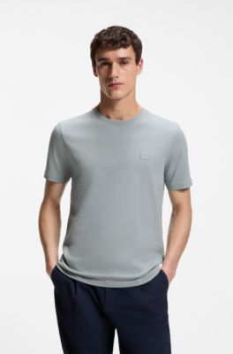 Cotton-jersey T-shirt with logo patch, Light Grey