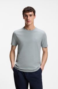 Cotton-jersey T-shirt with logo patch, Light Grey