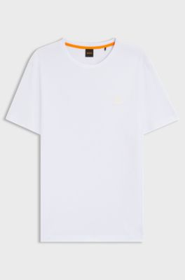 T-Shirt aus Baumwoll-Jersey mit Logo-Patch, Wei&szlig;