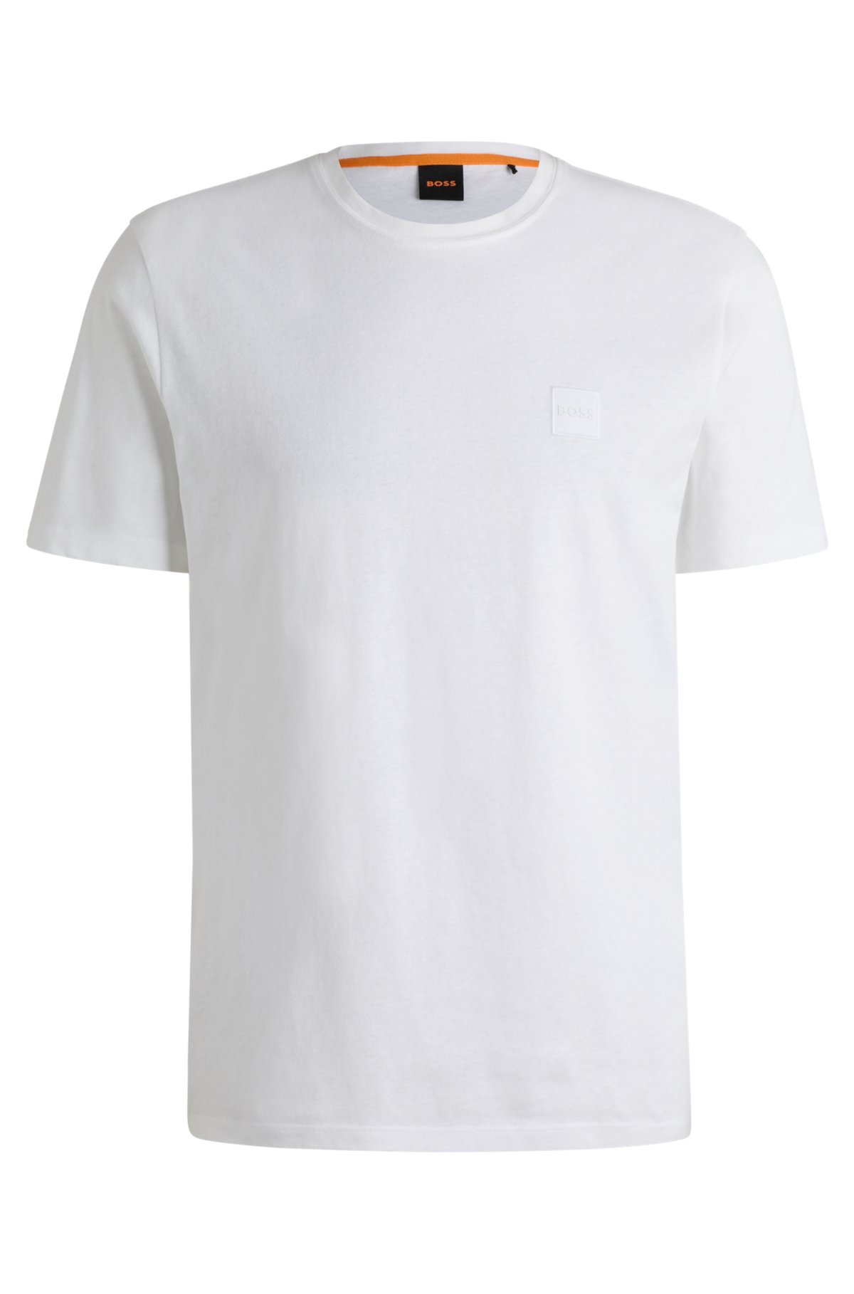 Cotton-jersey T-shirt with logo patch, White