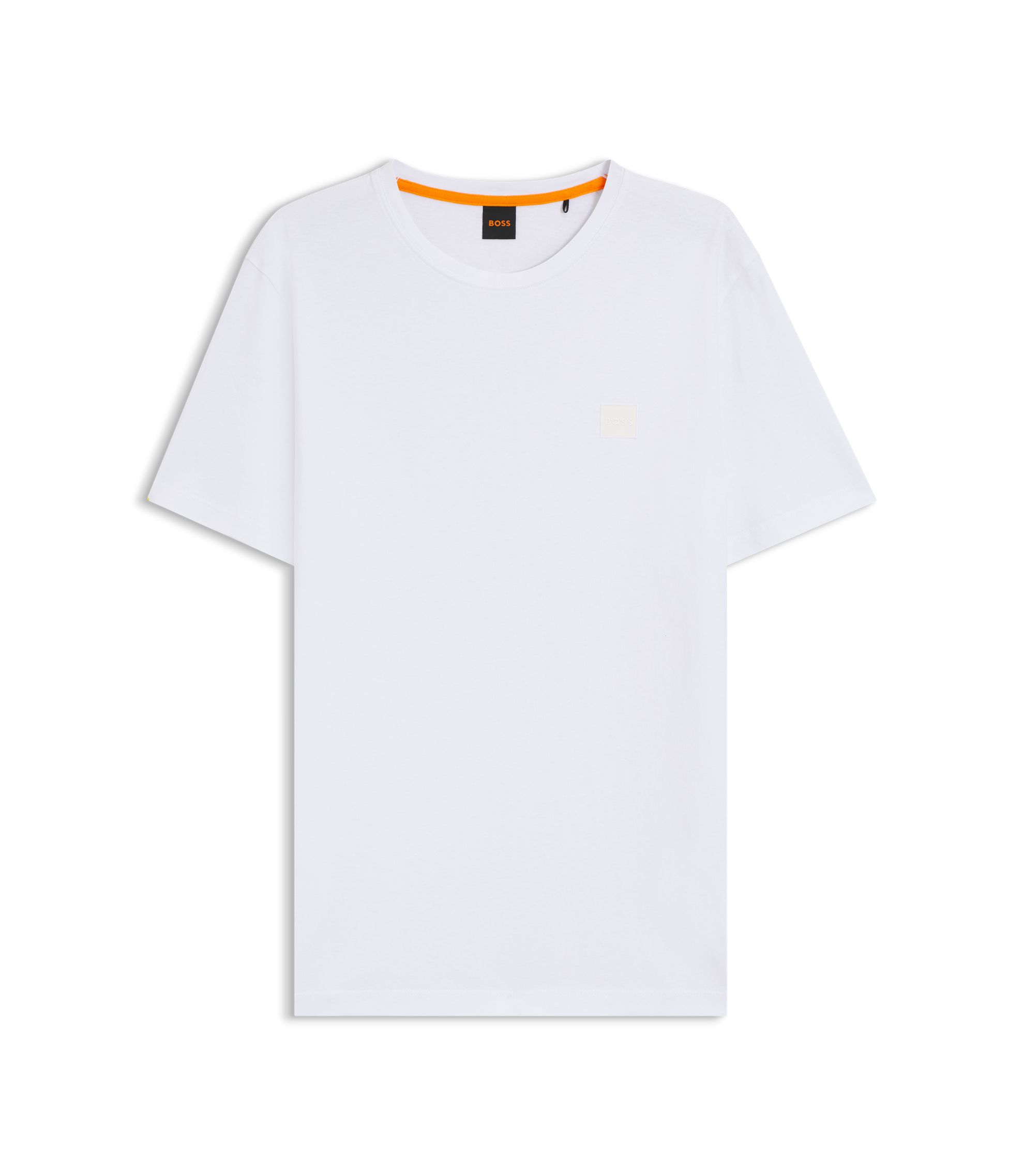 BOSS - Cotton-jersey T-shirt with logo patch - White
