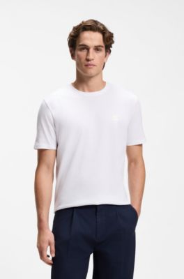 T-shirt van katoenen jersey met logopatch, Wit