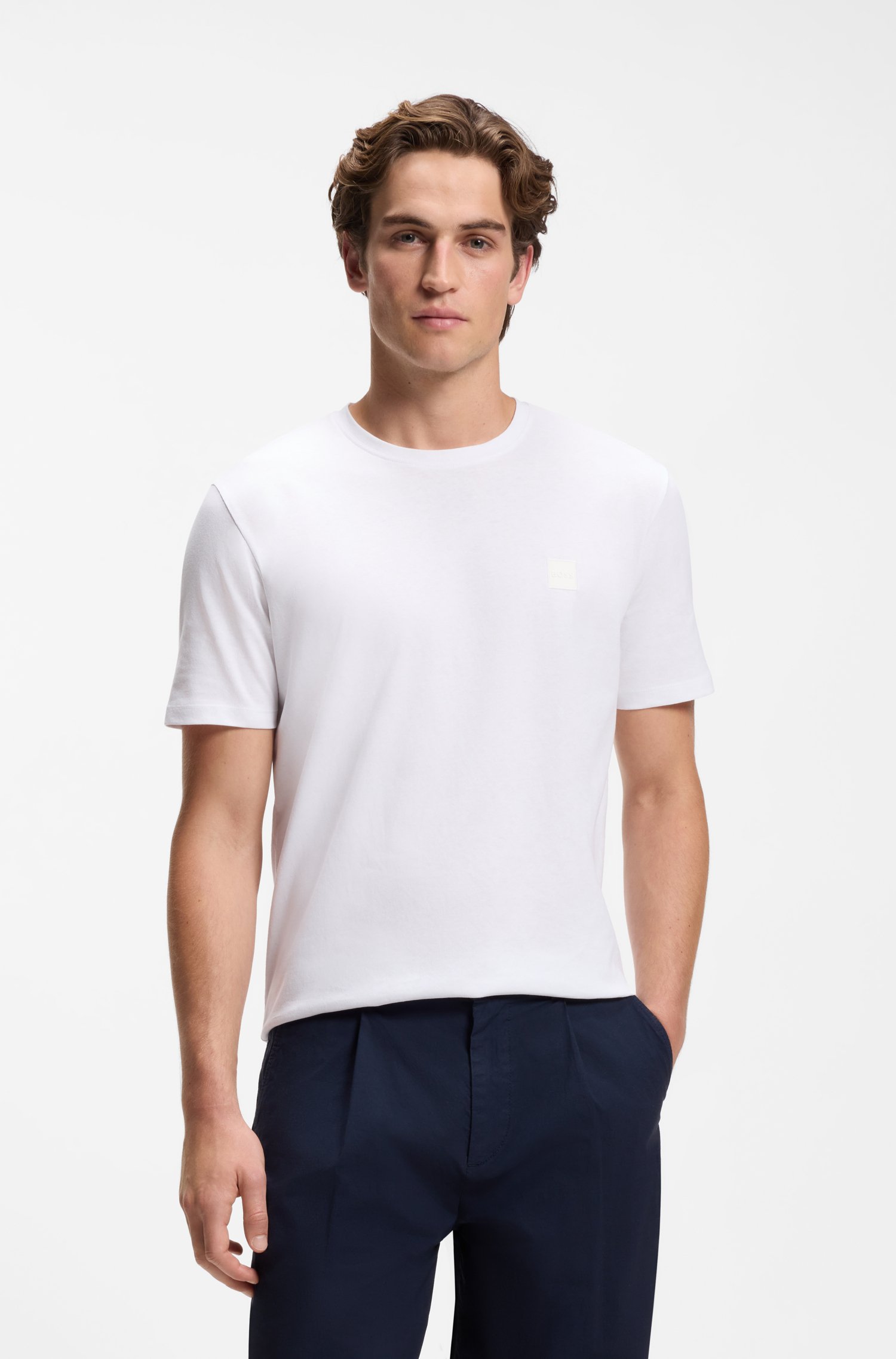 Boss Orange Tales Herrar T-shirt i bomullsjersey med logotypmärke NOS – bild 3