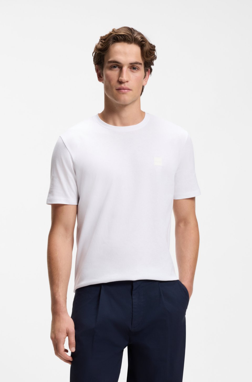 Cotton-jersey T-shirt with logo patch