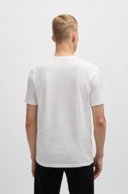 Cotton-jersey T-shirt with logo patch, White
