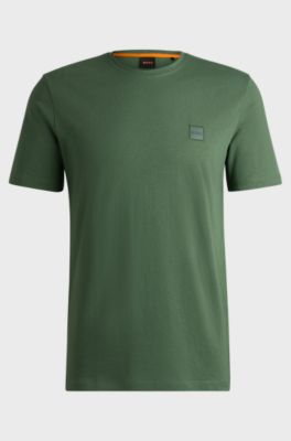Cotton-jersey T-shirt with logo patch, Green