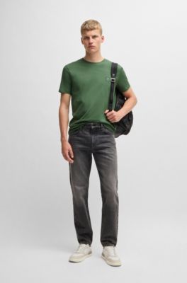 Cotton-jersey T-shirt with logo patch, Green