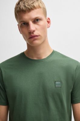 Cotton-jersey T-shirt with logo patch, Green