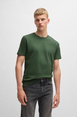 Cotton-jersey T-shirt with logo patch, Green