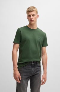 Cotton-jersey T-shirt with logo patch, Green