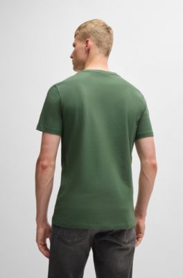 Cotton-jersey T-shirt with logo patch, Green