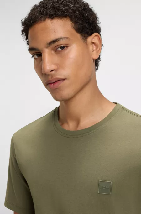 Cotton-jersey T-shirt with logo patch