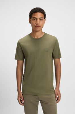 T-Shirt aus Baumwoll-Jersey mit Logo-Aufn&auml;her, Olive