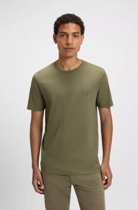 Cotton-jersey T-shirt with logo patch